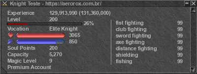 Assinatura do jogador Knight Teste